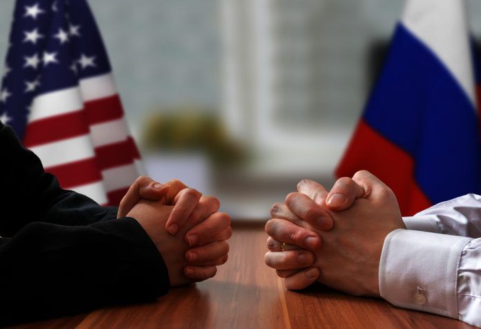 Negotiation Of Usa And Russia. Statesman Or Politicians With Cla